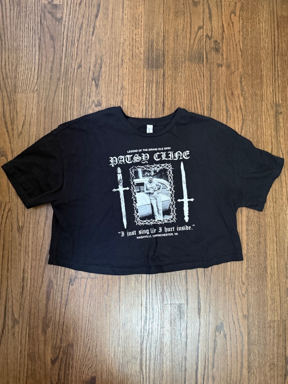 Patsy Cline Black Graphic Crop Top